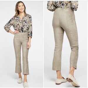 NYDJ Pants Suede Pull On Slim Bootcut Cropped Flare Slimming Saddlewood 10 NEW